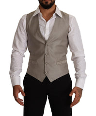 Dolce & Gabbana Beige Wollweste mit einfacher Knopfleiste
