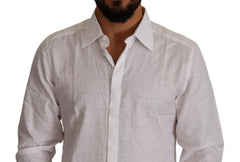 Dolce & Gabbana Weißes GOLD Baumwolle Slim Fit Abendhemd
