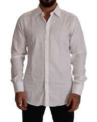 Dolce & Gabbana Weißes GOLD Baumwolle Slim Fit Abendhemd