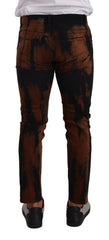 Dolce & Gabbana Schwarze Braune Tie-Dye Baumwolle Skinny Jeans