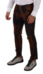 Dolce & Gabbana Schwarze Braune Tie-Dye Baumwolle Skinny Jeans
