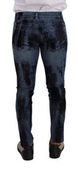 Dolce & Gabbana Blaue Schwarze Baumwoll-Skinny-Jeans