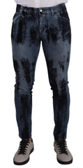 Dolce & Gabbana Blaue Schwarze Baumwoll-Skinny-Jeans