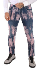 Dolce & Gabbana Blau Rosa Batik Baumwoll Skinny Jeans