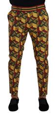Dolce & Gabbana Multicolor Logo Mania Baumwollhose mit schmal zulaufendem Bein