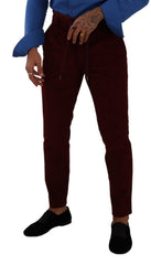 Dolce & Gabbana Bordeaux Samt Herren Anzughose Abendhose
