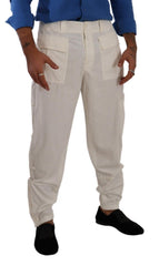 Dolce & Gabbana Off-White Baumwoll-Cord Cargo-Hose