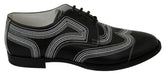 Dolce & Gabbana Schwarze Derby-Schnürschuhe aus Leder mit weißen Schnürsenkeln