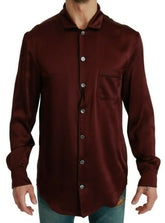 Dolce & Gabbana Bordeaux Seiden-Pyjama-Freizeithemd