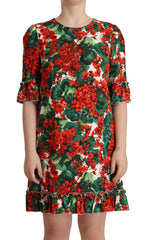 Dolce & Gabbana Mehrfarbiges rotes florales Shift-Kleid