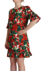 Dolce & Gabbana Mehrfarbiges rotes florales Shift-Kleid
