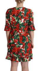 Dolce & Gabbana Mehrfarbiges rotes florales Shift-Kleid