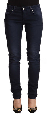 Acht Blue Wassen Katoen Lage Taille Slim Fit Denim Jeans