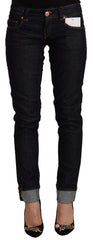 Acht schwarze Low-Waist Slim Fit Jeans aus Baumwolle