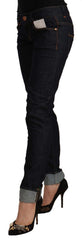 Acht schwarze Low-Waist Slim Fit Jeans aus Baumwolle