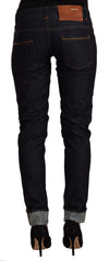Acht schwarze Low-Waist Slim Fit Jeans aus Baumwolle