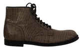 Dolce & Gabbana Graue Derby-Stiefeletten aus Krokodilleder