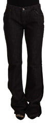 GF Ferre Schwarze Mid Waist Baumwoll-Denim Straight Boot Cut Jeans