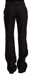 GF Ferre Schwarze Mid Waist Baumwoll-Denim Straight Boot Cut Jeans