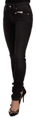 GF Ferre Black Washed Mid Waist Baumwoll-Skinny-Slim-Fit-Jeans