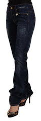GF Ferre Dunkelblaue, gewaschene Jeans aus Baumwoll-Denim mit geradem Bein und mittelhohem Bund