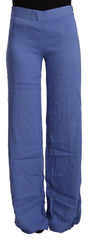 P.A.R.O.S.H. Blaue High-Waist-Hose aus Viskose mit geradem weitem Bein