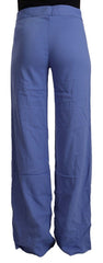 P.A.R.O.S.H. Blaue High-Waist-Hose aus Viskose mit geradem weitem Bein