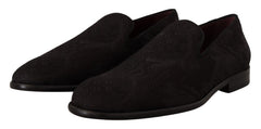 Dolce & Gabbana Schwarze florale Brokat Slipper Loafer Schuhe