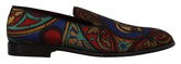 Dolce & Gabbana Multicolor Jacquard Crown Slipper Loafers Schuhe