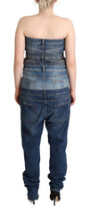 Dolce & Gabbana Dunkelblaues trägerloses Jeans-Jumpsuit-Kleid aus Baumwolle