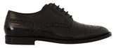 Dolce & Gabbana Schwarze Herren Derby-Schnürschuhe aus Leder mit Flügelkappe