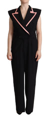 Dolce & Gabbana Schwarzes ärmelloses Jumpsuit-Kleid aus Wollmischung