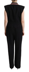 Dolce & Gabbana Schwarzes ärmelloses Jumpsuit-Kleid aus Wollmischung