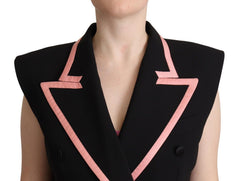Dolce & Gabbana Schwarzes ärmelloses Jumpsuit-Kleid aus Wollmischung