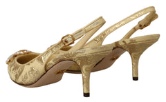 Dolce & Gabbana Goldene Kristall Slingback Pumps Absatzschuhe