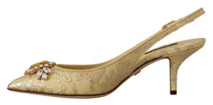 Dolce & Gabbana Goldene Kristall Slingback Pumps Absatzschuhe