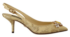 Dolce & Gabbana Goldene Kristall Slingback Pumps Absatzschuhe