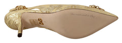 Dolce & Gabbana Goldene Kristall Slingback Pumps Absatzschuhe