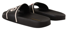 Dolce & Gabbana Schwarze Leder "I Love D&G" Pantoletten