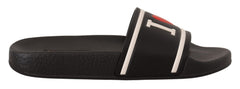 Dolce & Gabbana Schwarze Leder "I Love D&G" Pantoletten