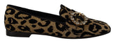 Dolce & Gabbana Gouden Luipaardprint Kristallen Instappers Schoenen