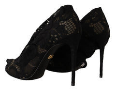 Dolce & Gabbana Schwarze Stretch-Socken Taormina Spitzenstiefel Schuhe