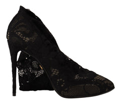 Dolce & Gabbana Schwarze Stretch-Socken Taormina Spitzenstiefel Schuhe