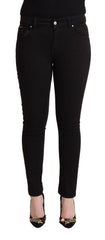 Dolce & Gabbana Schwarze Baumwolle Mid Waist Denim Slim Fit Jeans