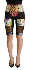Dolce & Gabbana Multicolor Patchwork Cropped Hose mit hoher Taille