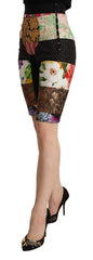 Dolce & Gabbana Multicolor Patchwork Cropped Hose mit hoher Taille
