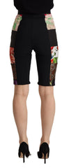 Dolce & Gabbana Multicolor Patchwork Cropped Hose mit hoher Taille
