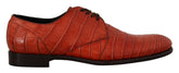 Dolce & Gabbana Orange Exotic Leather Derby-Schuhe