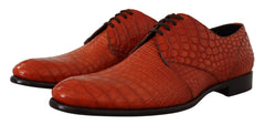 Dolce & Gabbana Orange Exotic Leather Derby-Schuhe