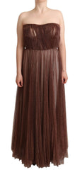 Dolce & Gabbana Maxikleid aus metallisch-bronzefarbenem Polyester